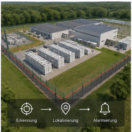 faseroptischer Perimeterschutz für kritische Infrastruktur, wie z. B. Energieanlagen