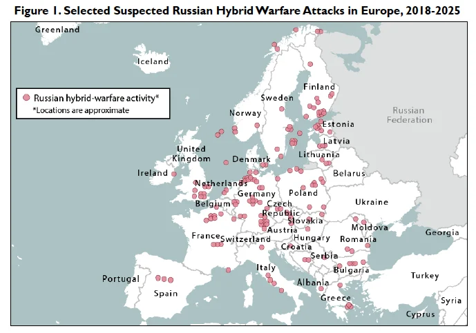 Vermutete russische hybride Angriffe und Sabotageakte in Europa